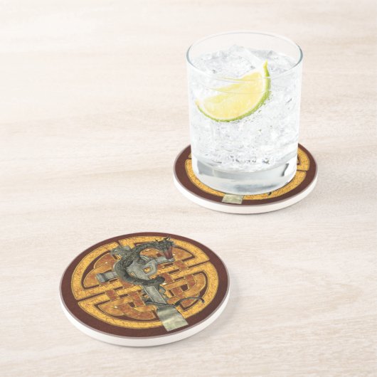 Drakenkruis Zandsteen Onderzetter (Zijkant)