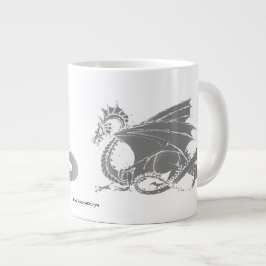 Drakenkunst/grijs Grote Koffiekop (Voorkant rechts)