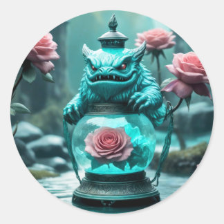 Drakenlantaarn 2 ronde sticker