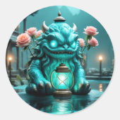 Drakenlantaarn Ronde Sticker (Voorkant)