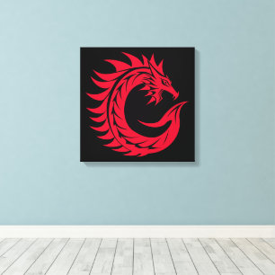 Drakenletter C, Drakengetal, Monogram Canvas Afdruk