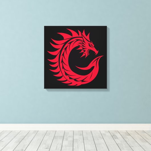 Drakenletter C, Drakengetal, Monogram Canvas Afdruk (Insitu (Houten vloer))