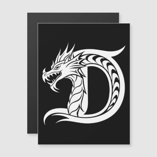 Drakenletter D, Drakalphabet, Monogram Magnetische Uitnodiging (Voorkant / Achterkant)