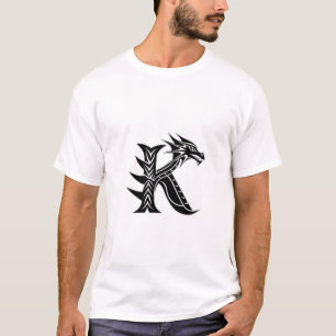 Drakenletter K – Scherpe initiële drakenontwerp T-shirt