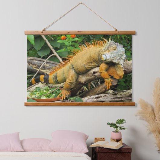 Drakenlicht bruin en oranje trekhagedis hangend wandkleed (Slaapkamer)