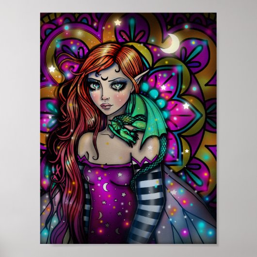 Drakenmeisje Fantasie Kunst van Molly Harrison Poster (Voorkant)