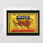 Drakenmerk  Etiket voor veiligheidsmatchen Briefkaart (Voorkant / Achterkant)