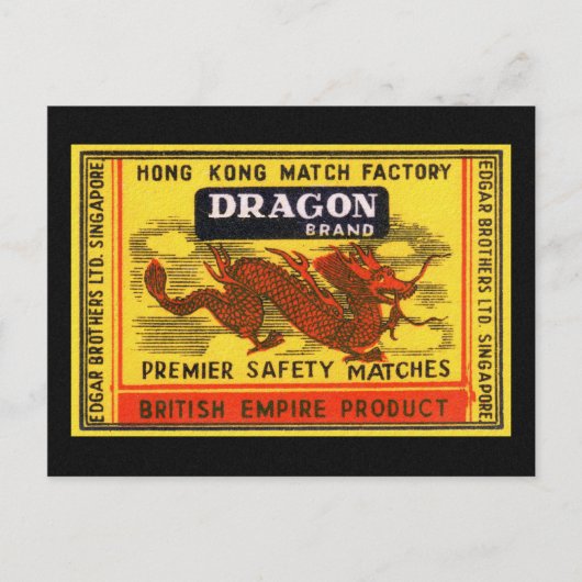 Drakenmerk  Etiket voor veiligheidsmatchen Briefkaart (Voorkant)