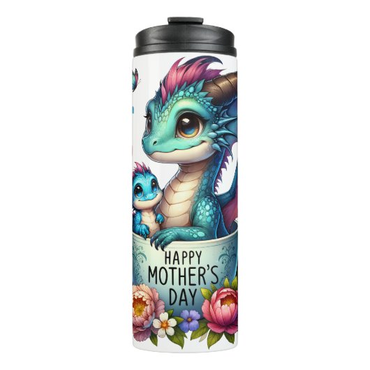 Drakenmoeder: Pup, Bloemen, Moederdag Thermosbeker (Voorkant)