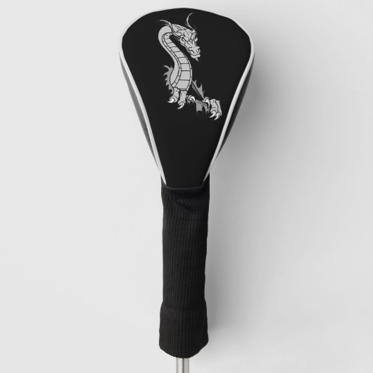 drakenontwerp zwart golfheadcover (Voorkant)