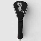 Drakenontwerp zwarte golfhoofddeksel golfheadcover (Voorkant)