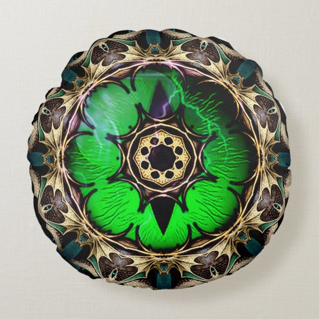 Drakenoog Rond Kussen (Voorkant)