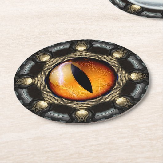 Drakenoog Ronde Kartonnen Onderzetter (Gebogen)