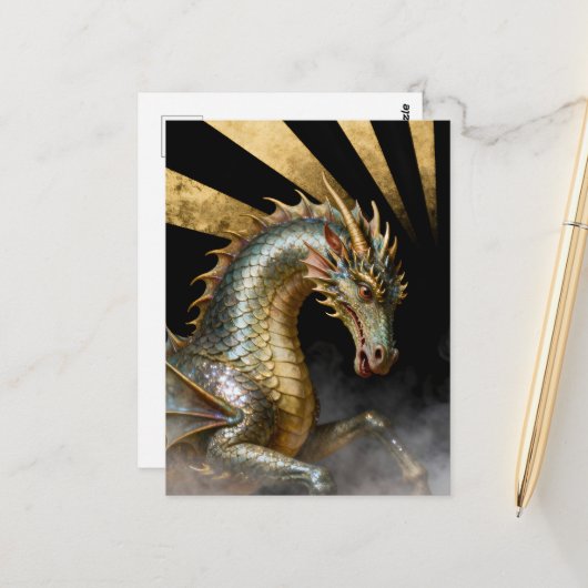 Drakenpaard Briefkaart (Voorkant / Achterkant in situ)