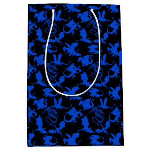 Drakenpatroon 02 blue.bwx4 Black BG Medium Cadeauzakje