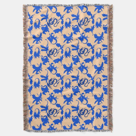 Drakenpatroon 02 blue.bwx4 Lorange BG Deken (Voorkant Verticaal)