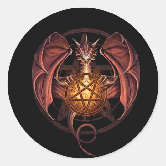 Drakenpentagram Ronde Sticker (Voorkant)