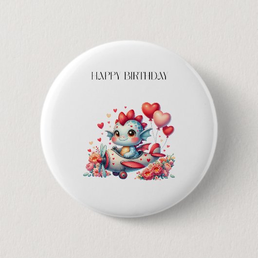 Drakenpiloot Verjaardag Ronde Button 5,7 Cm (Voorkant)