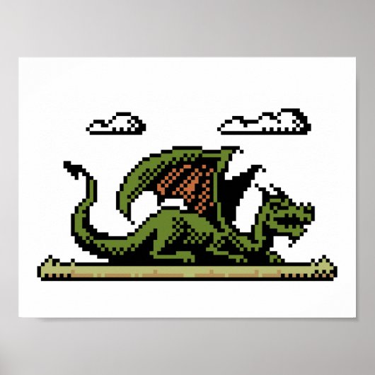 Drakenplatform met 8-bits Pixel Art-Poster Poster (Voorkant)