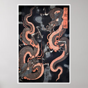 Drakenposter Japan Kunst Japanse Houtblokprint Poster