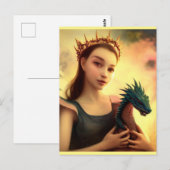 Drakenprinses met jonge draak briefkaart (Voorkant / Achterkant)
