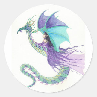 drakenrijder fee ronde sticker