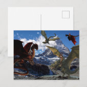 Drakenruiter Rood vs Groen Gevecht Briefkaart (Voorkant / Achterkant)