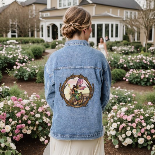 Drakens Bollen Fantasy Kunst van Molly Harrison Denim Jacket (Huwelijk Achterkant)