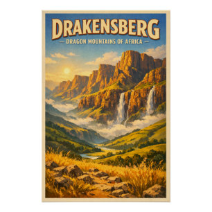 Drakensberg-gebergte, Zuid-Afrika, in klassieke st Perfect Poster