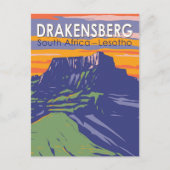 Drakensberg Zuid-Afrika Lesotho Travel Art Retro Briefkaart (Voorkant)