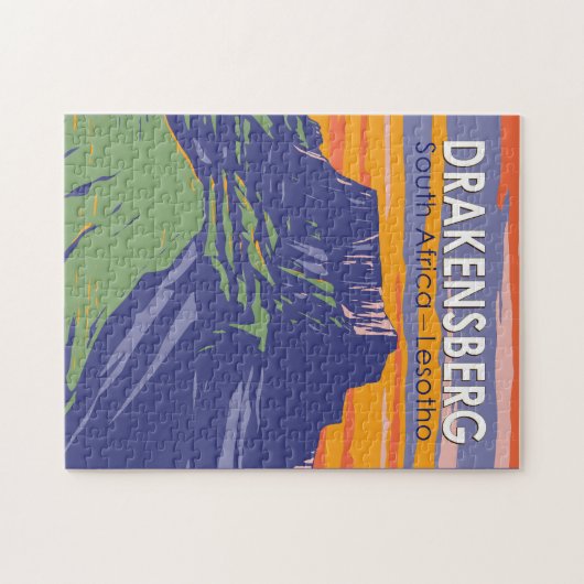 Drakensberg Zuid-Afrika Lesotho Travel Art Retro Legpuzzel (Horizontaal)