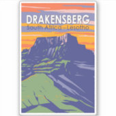 Drakensberg Zuid-Afrika Lesotho Travel Art Retro Sticker (Voorkant)