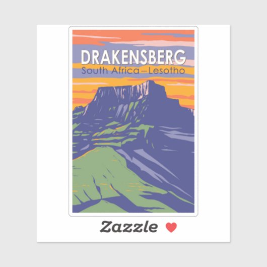 Drakensberg Zuid-Afrika Lesotho Travel Art Retro Sticker (Vel)