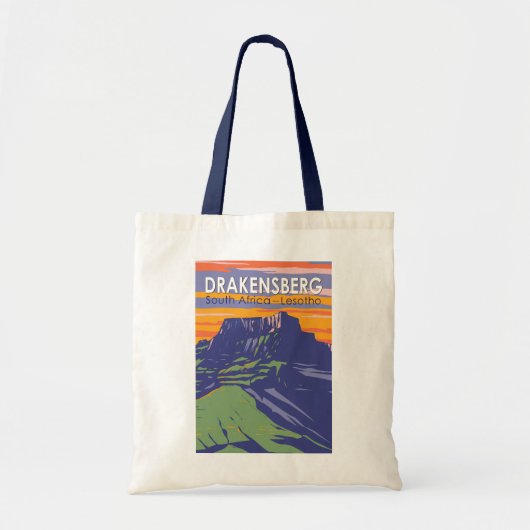 Drakensberg Zuid-Afrika Lesotho Travel Art Retro Tote Bag (Voorkant)