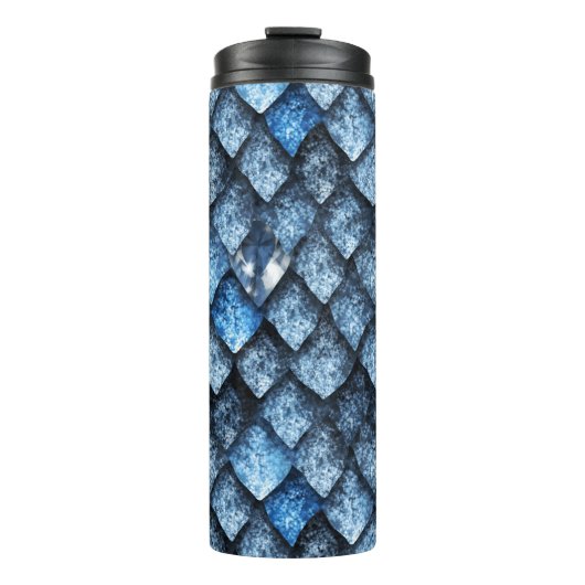 Drakenschalen/blauwe edelstenen thermosbeker (Voorkant)