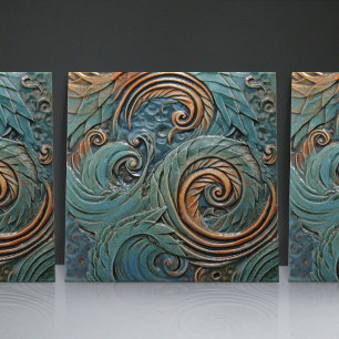 Drakenschalen Victoriaans groene organische patron Tegeltje