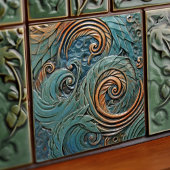 Drakenschalen Victoriaans groene organische patron Tegeltje