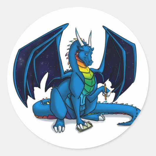 Drakenschrijver Ronde Sticker (Voorkant)