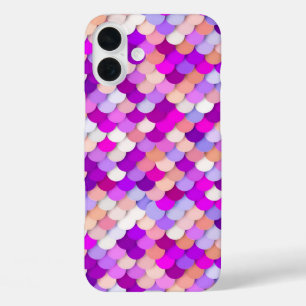 "Drakenschubben" - paars. heet roze en perzik iPhone 16 Plus Hoesje