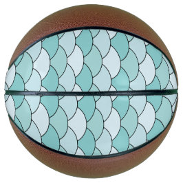 Drakenschubben, waaier, golven, Seigaiha, blauw Basketbal