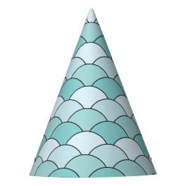 Drakenschubben, waaier, golven, Seigaiha, blauw Feesthoedjes