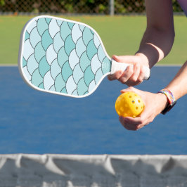 Drakenschubben, waaier, golven, Seigaiha, Blauw Pickleball Paddle