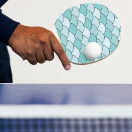 Drakenschubben, waaier, golven, Seigaiha, Blauw Tafeltennisbatje
