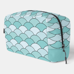 Drakenschubben, waaier, golven, Seigaiha, blauw Toilettasje
