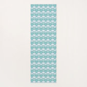 Drakenschubben, waaier, golven, Seigaiha, blauw Yogamat (Achterkant)