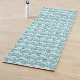 Drakenschubben, waaier, golven, Seigaiha, blauw Yogamat