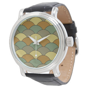Drakenschubben, waaier, golven, Seigaiha, camoufla Horloge