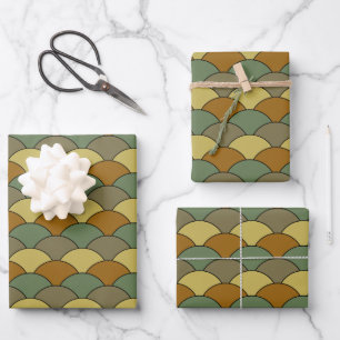 Drakenschubben, waaier, golven, Seigaiha, camoufla Inpakpapier Vel