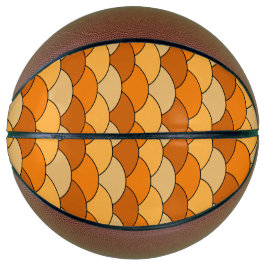 Drakenschubben, waaier, golven, Seigaiha, oranje Basketbal