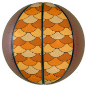 Drakenschubben, waaier, golven, Seigaiha, oranje Basketbal (Verticaal)